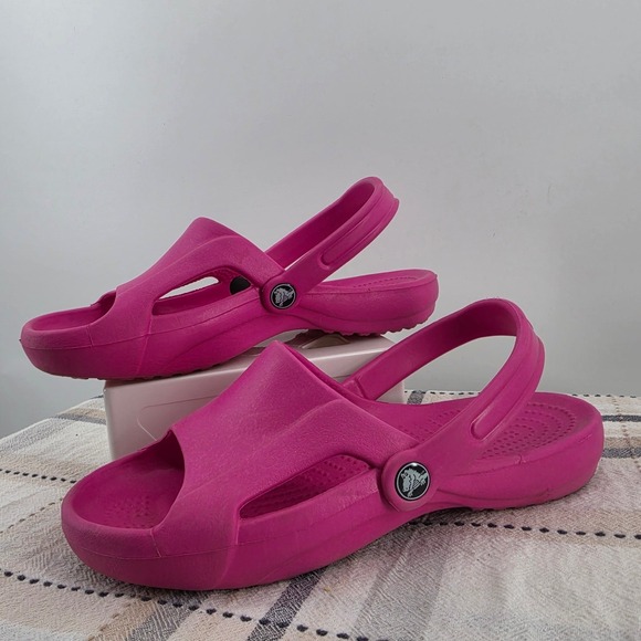 CROCS Shoes - Crocs Pink Slide Sandals Womens Size 9 Slip On Comfort Clog Shoes Slingback